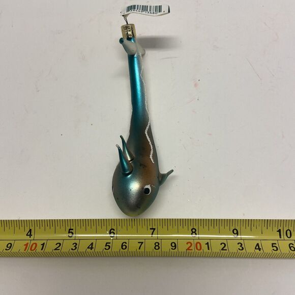 Midwest Of Cannon Falls Vintage Blue Serpent Ornament Hand Blown Glass Czech Rep - Picture 5 of 7